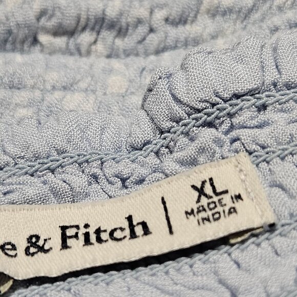 Abercrombie & Fitch Ruched Puff Sleeve Crop Top Womens Size XL Light Blue Shirt - Picture 5 of 6